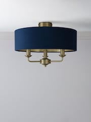 Laura Ashley Blue Sorrento 3 Arm Semi-Flush Ceiling Light - Image 1 of 6