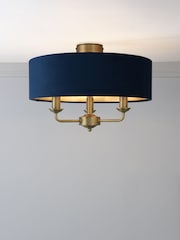 Laura Ashley Blue Sorrento 3 Arm Semi-Flush Ceiling Light - Image 2 of 6