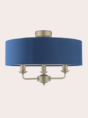 Laura Ashley Blue Sorrento 3 Arm Semi-Flush Ceiling Light - Image 3 of 6