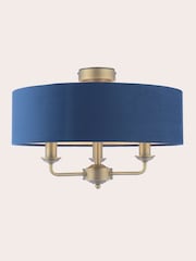 Laura Ashley Blue Sorrento 3 Arm Semi-Flush Ceiling Light - Image 4 of 6