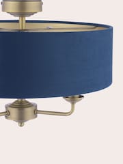 Laura Ashley Blue Sorrento 3 Arm Semi-Flush Ceiling Light - Image 5 of 6