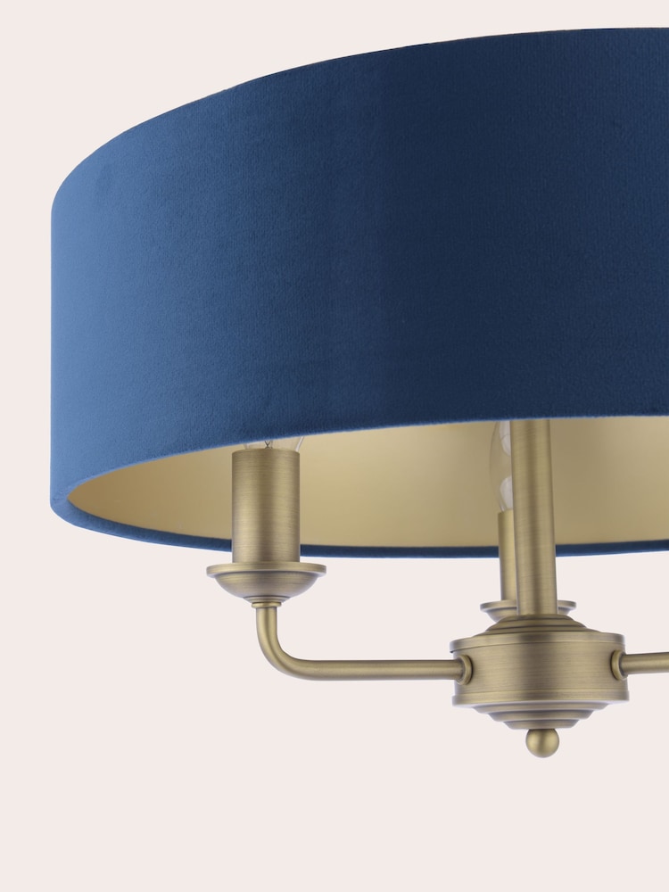 Laura Ashley Blue Sorrento 3 Arm Semi-Flush Ceiling Light - Image 6 of 6