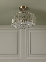 Laura Ashley Antique Brass Fernhurst Semi Flush 3 Light Ceiling Light - Image 2 of 6