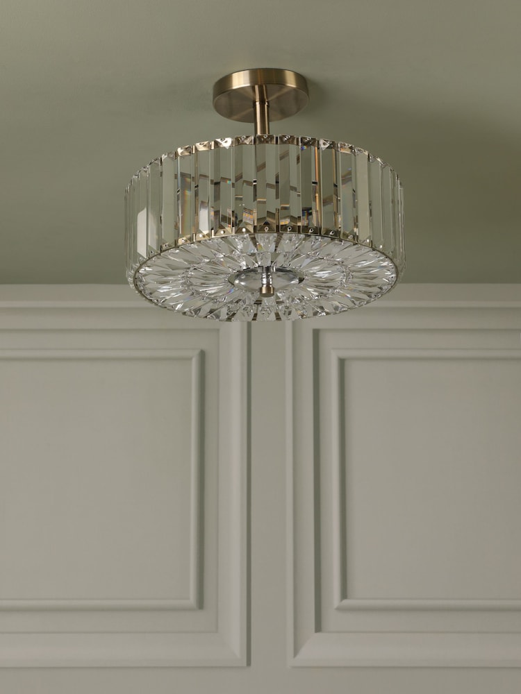 Laura Ashley Antique Brass Fernhurst Semi Flush 3 Light Ceiling Light - Image 2 of 6 Laura Ashley Antique Brass Fernhurst Semi Flush 3 Light Ceiling Light - Image 2 of 6