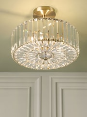Laura Ashley Antique Brass Fernhurst Semi Flush 3 Light Ceiling Light - Image 3 of 6