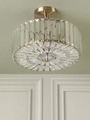 Laura Ashley Antique Brass Fernhurst Semi Flush 3 Light Ceiling Light - Image 4 of 6