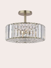 Laura Ashley Antique Brass Fernhurst Semi Flush 3 Light Ceiling Light - Image 5 of 6