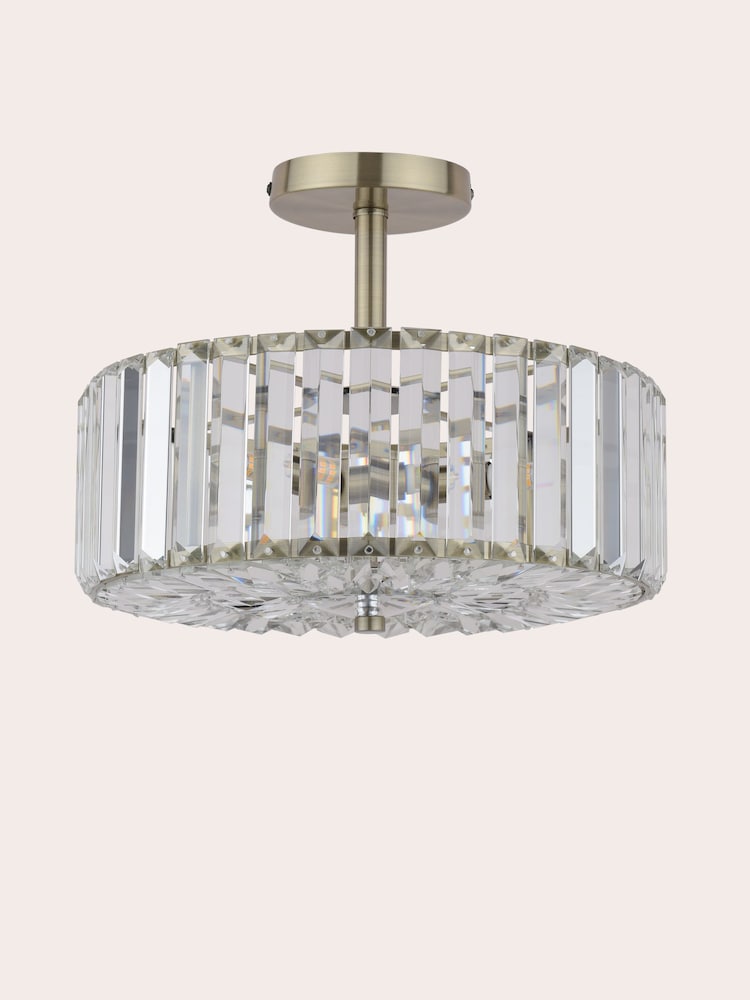 Laura Ashley Antique Brass Fernhurst Semi Flush 3 Light Ceiling Light - Image 6 of 6