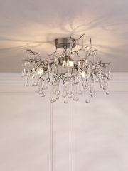 Laura Ashley Pewter Willow Crystal Ceiling Light - Image 2 of 6
