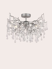 Laura Ashley Pewter Willow Crystal Ceiling Light - Image 4 of 6