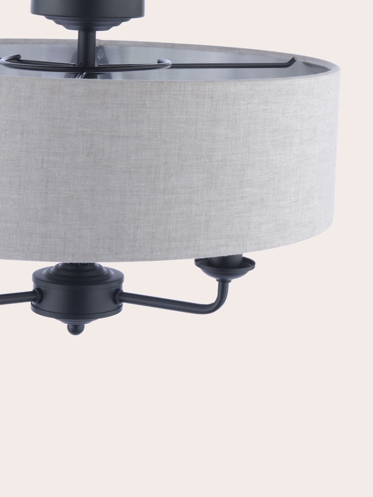 Laura Ashley Natural Sorrento 3 Arm Semi-Flush Ceiling Light - Image 3 of 5