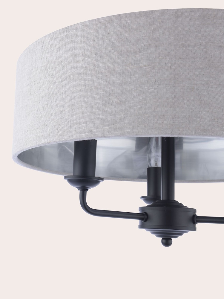 Laura Ashley Natural Sorrento 3 Arm Semi-Flush Ceiling Light - Image 4 of 5