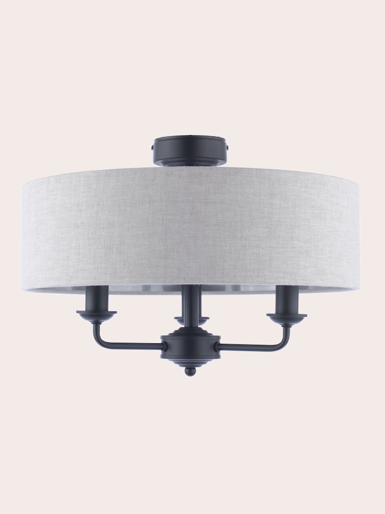 Laura Ashley Natural Sorrento 3 Arm Semi-Flush Ceiling Light - Image 5 of 5
