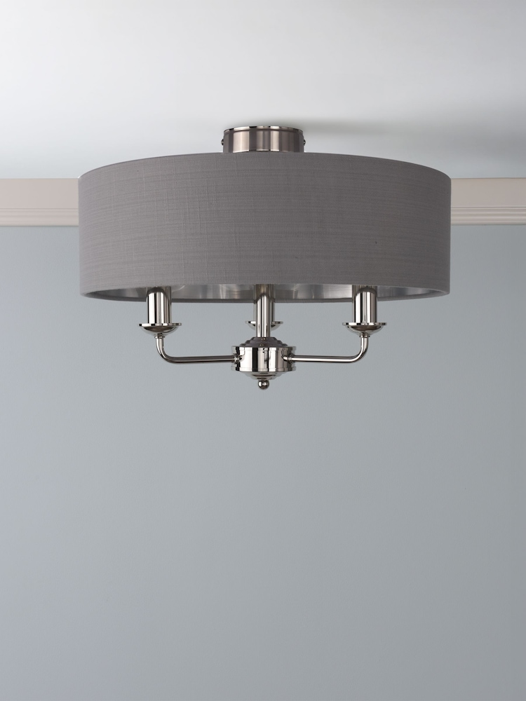 Laura Ashley Charcoal Sorrento 3 Arm Semi-Flush Ceiling Light - Image 2 of 6 Laura Ashley Charcoal Sorrento 3 Arm Semi-Flush Ceiling Light - Image 2 of 6