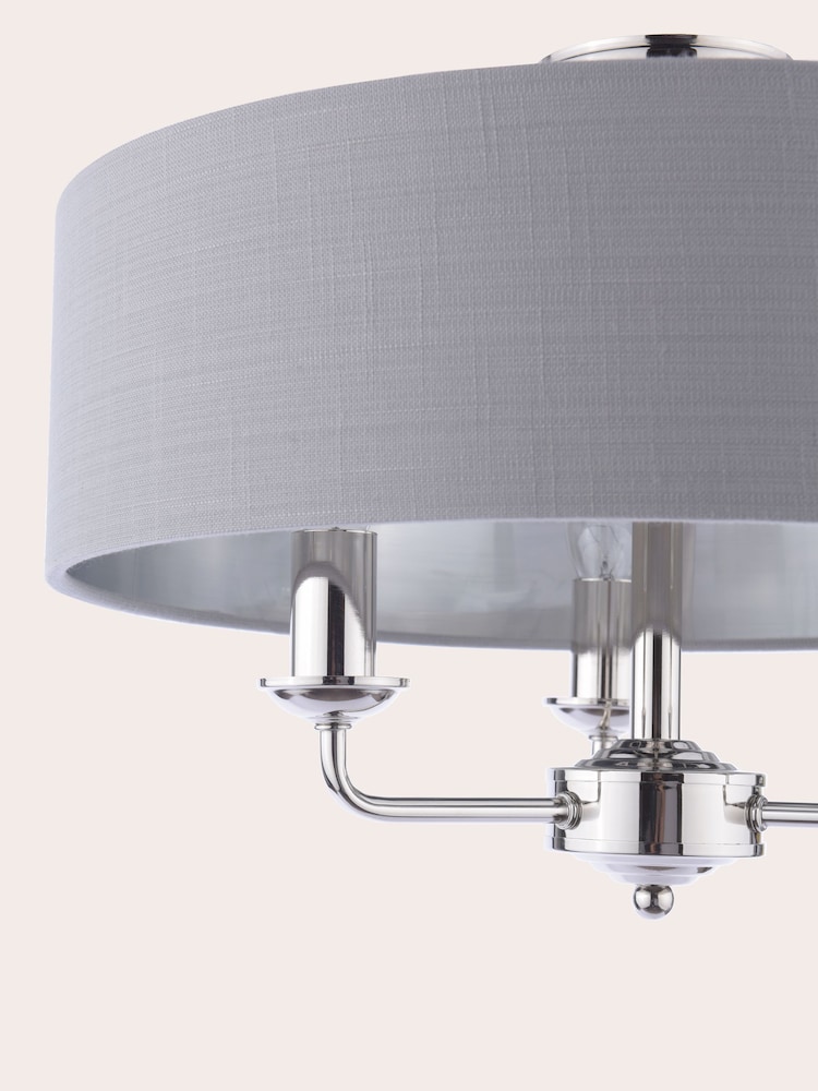 Laura Ashley Charcoal Sorrento 3 Arm Semi-Flush Ceiling Light - Image 6 of 6