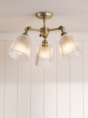 Laura Ashley Matt Antique Brass Callaghan 3 Light Semi Flush Ceiling Light - Image 1 of 7