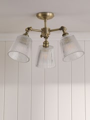 Laura Ashley Matt Antique Brass Callaghan 3 Light Semi Flush Ceiling Light - Image 2 of 7