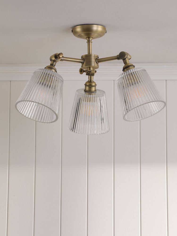 Laura Ashley Matt Antique Brass Callaghan 3 Light Semi Flush Ceiling Light - Image 2 of 7