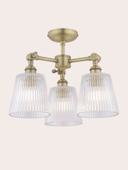 Laura Ashley Matt Antique Brass Callaghan 3 Light Semi Flush Ceiling Light - Image 5 of 7