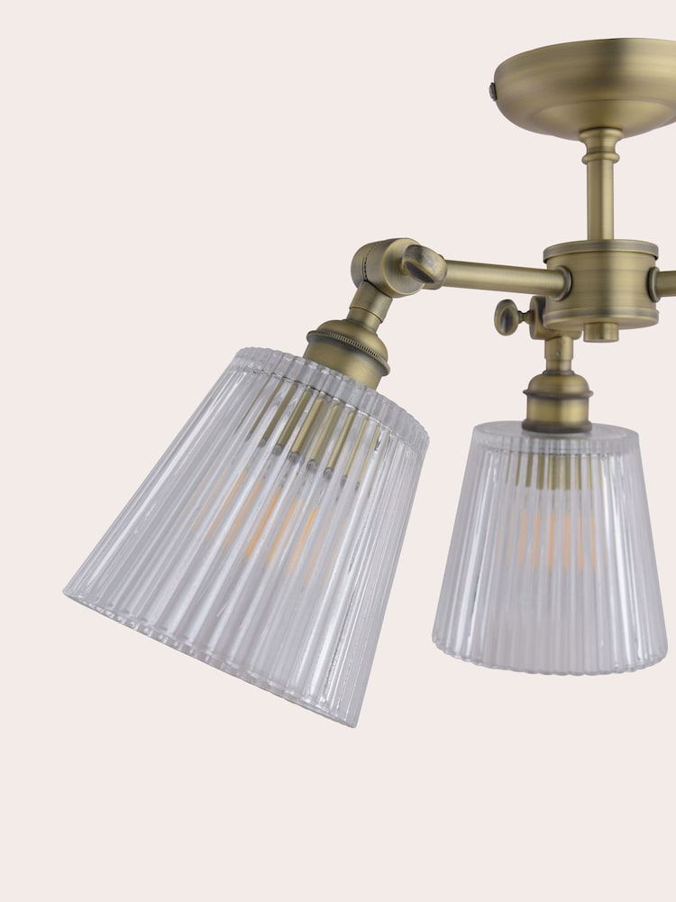 Laura Ashley Matt Antique Brass Callaghan 3 Light Semi Flush Ceiling Light - Image 7 of 7