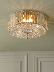 Laura Ashley Antique Brass Fernhurst 3 Light Flush Ceiling Light - Image 1 of 4