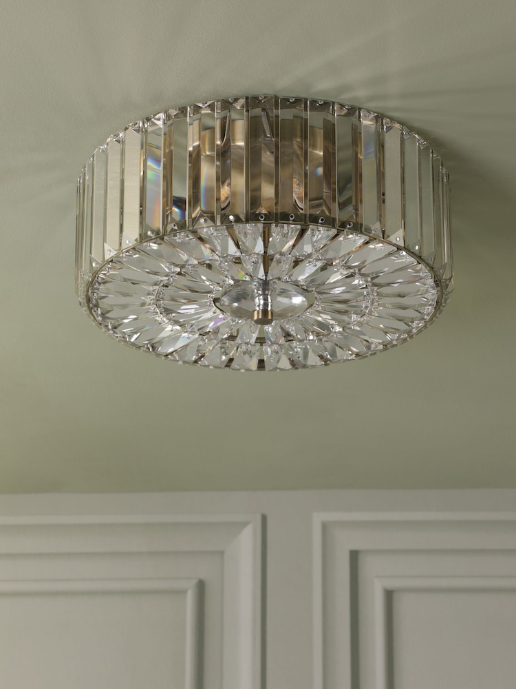 Laura Ashley Antique Brass Fernhurst 3 Light Flush Ceiling Light - Image 2 of 4
