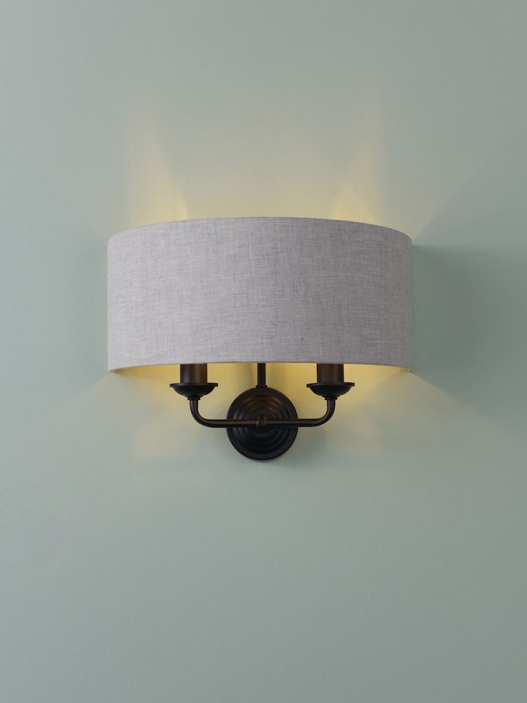 Laura Ashley Natural Sorrento 2 Light Wall Light - Image 1 of 6