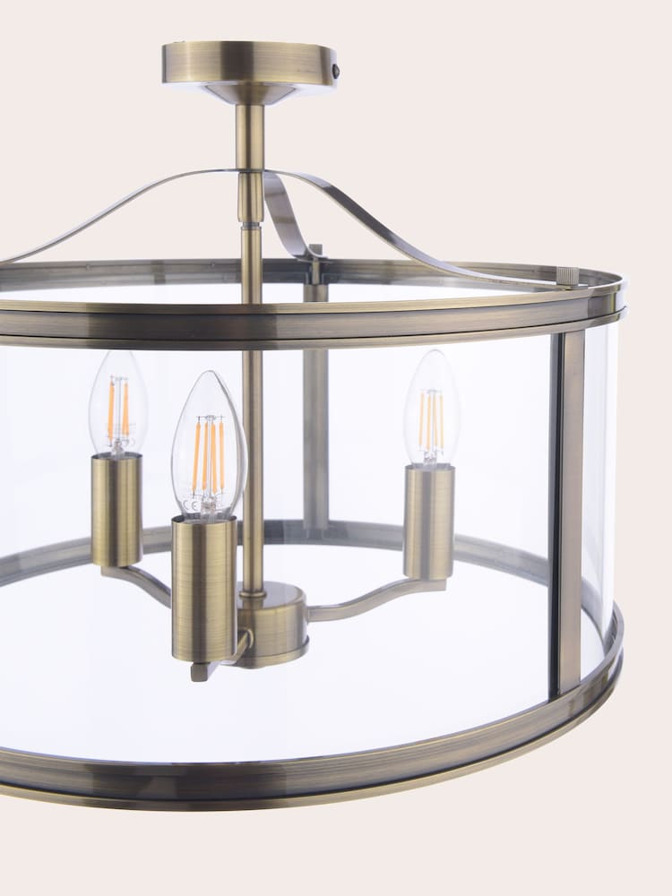 Laura Ashley Antique Brass Harrington 3 Light Semi-Flush Ceiling Light - Image 5 of 5