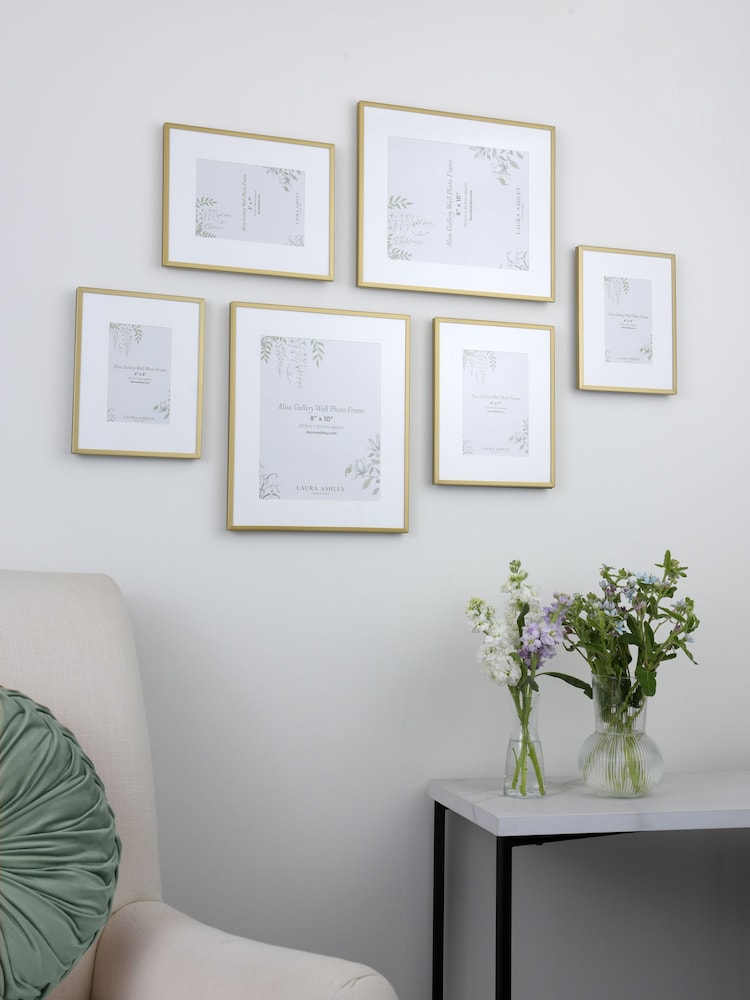 Laura Ashley Set of 6 Gold Alisa Gallery Photo Frames - Image 1 of 5