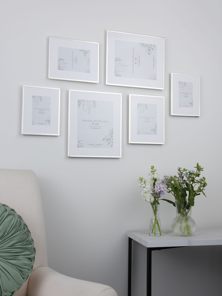 Laura Ashley Set of 6 Silver Alisa Gallery Photo Frames - Image 1 of 5 Laura Ashley Set of 6 Silver Alisa Gallery Photo Frames - Image 1 of 5