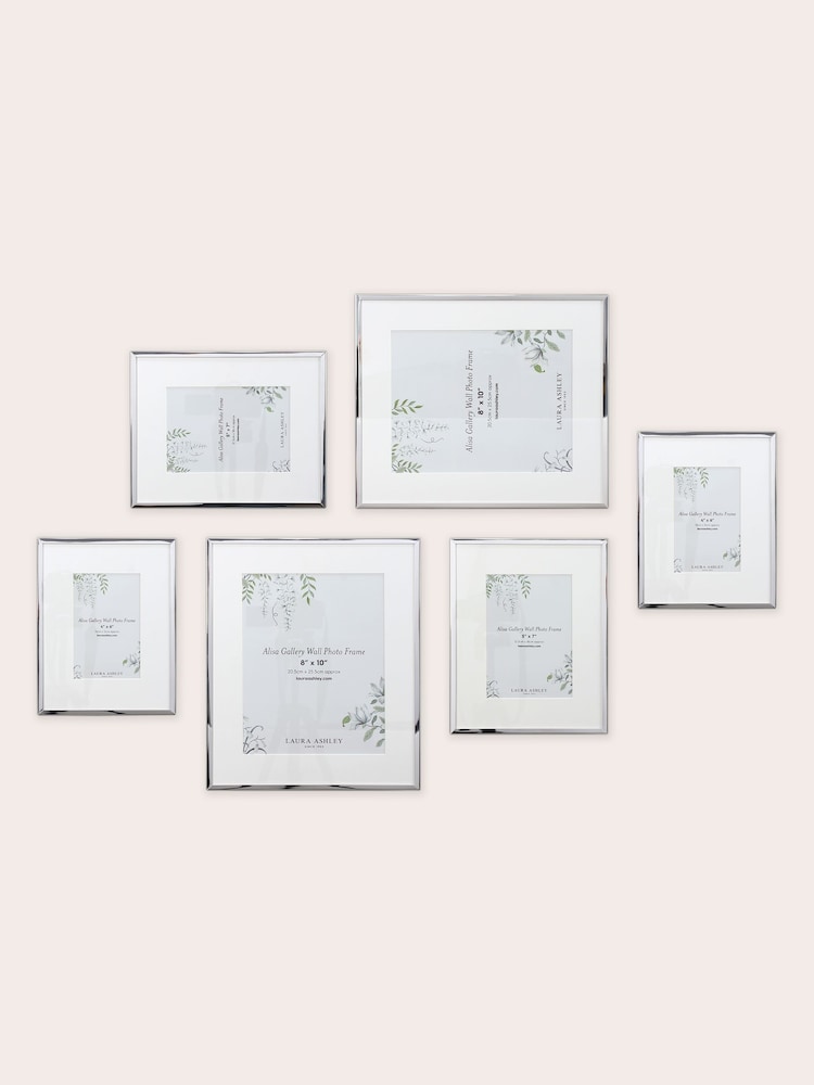 Laura Ashley Set of 6 Silver Alisa Gallery Photo Frames - Image 2 of 5