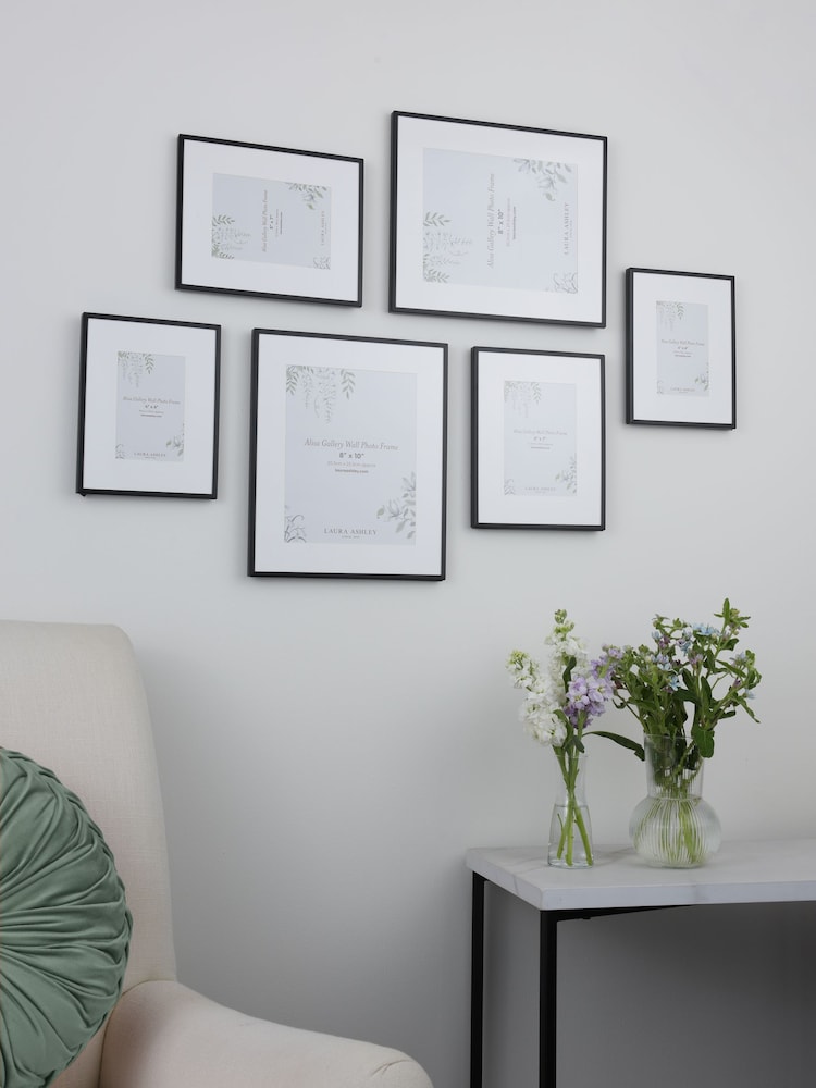 Laura Ashley Set of 6 Black Alisa Gallery Photo Frames - Image 1 of 5