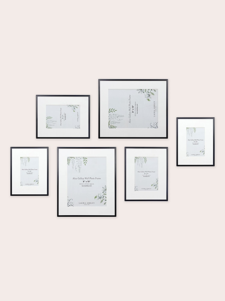 Laura Ashley Set of 6 Black Alisa Gallery Photo Frames - Image 2 of 5