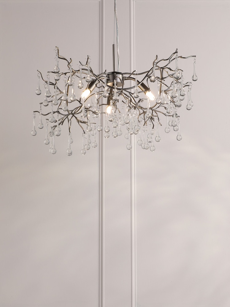 Laura Ashley Pewter Willow Crystal Ceiling Light - Image 1 of 6