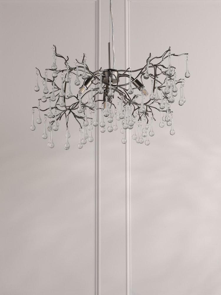 Laura Ashley Pewter Willow Crystal Ceiling Light - Image 2 of 6