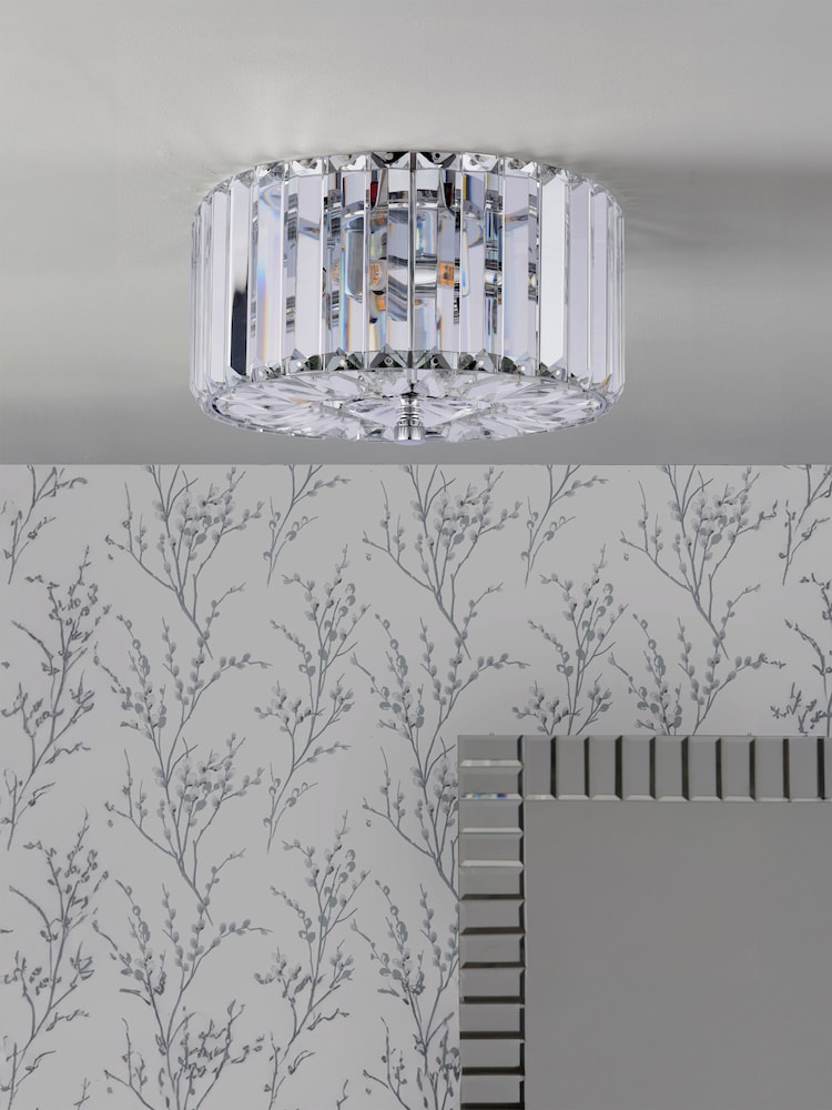 Laura Ashley Polished Chrome Fernhurst 3 Light Flush Ceiling Light - Image 2 of 5