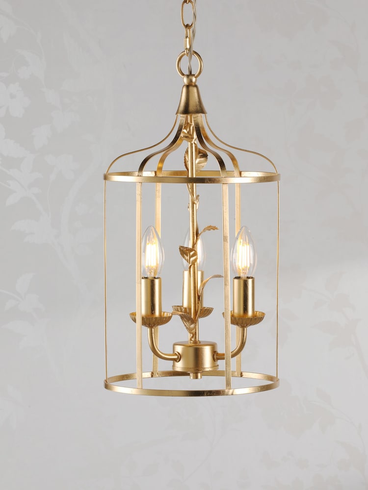 Laura Ashley Gold Leaf Halton 3 Light Pendant Ceiling Light - Image 1 of 7