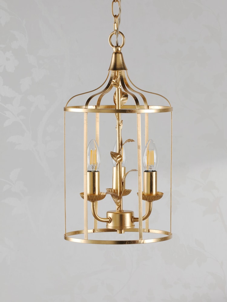 Laura Ashley Gold Leaf Halton 3 Light Pendant Ceiling Light - Image 2 of 7