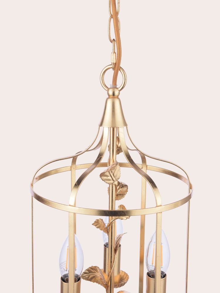 Laura Ashley Gold Leaf Halton 3 Light Pendant Ceiling Light - Image 7 of 7