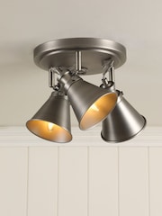 Laura Ashley Pewter Rufus Flush Ceiling Fitting Ceiling Light - Image 1 of 6