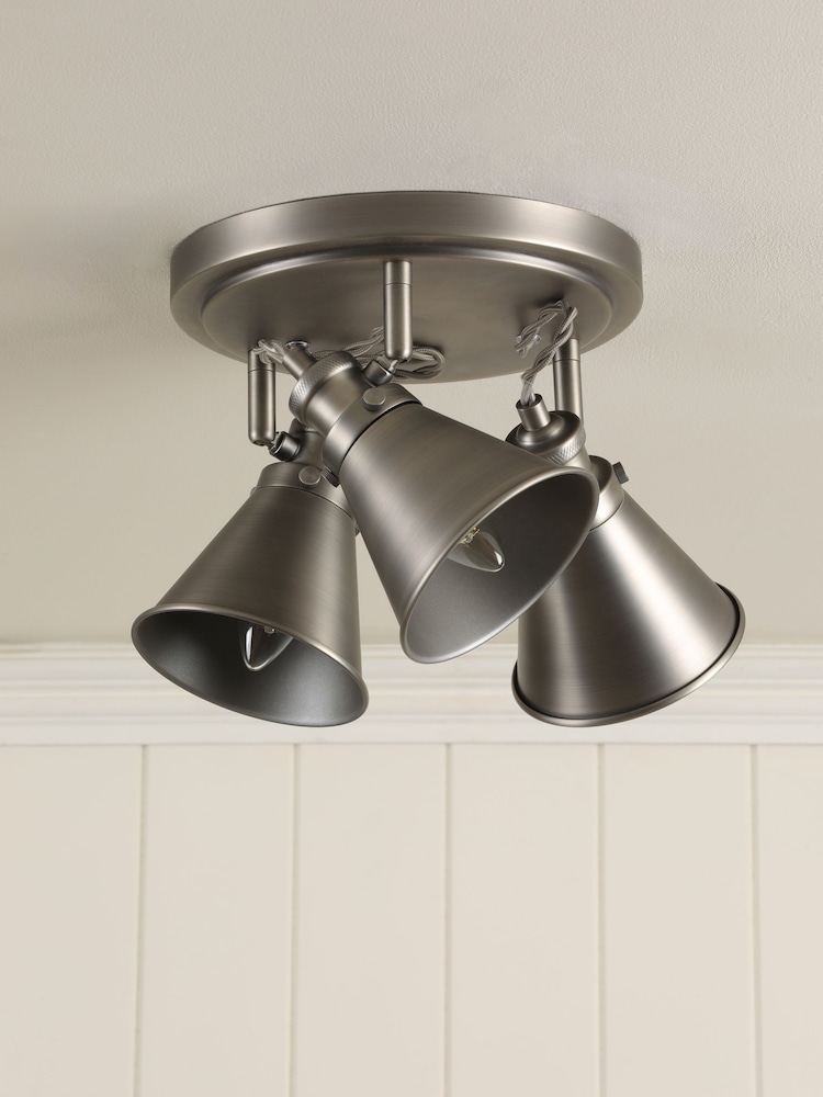 Laura Ashley Pewter Rufus Flush Ceiling Fitting Ceiling Light - Image 2 of 6