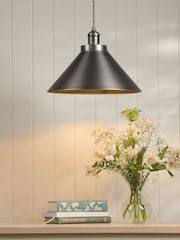 Laura Ashley Pewter Rufus Grande 1 Light Pendant Ceiling Light - Image 1 of 5