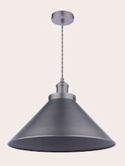 Laura Ashley Pewter Rufus Grande 1 Light Pendant Ceiling Light - Image 4 of 5