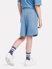 New Balance Aqua Blue Kids French Terry Small Logo 100% Cotton Shorts - Image 3 of 8