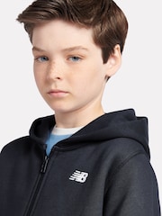 أسود - هودي ناعم الملمس بسحّاب مزيّن بشعار خلفي صغير للأولاد من New Balance - صورة 4 من 8