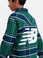 New Balance Green Boys 100% Cotton Premium Checked Shirt - Image 7 of 10