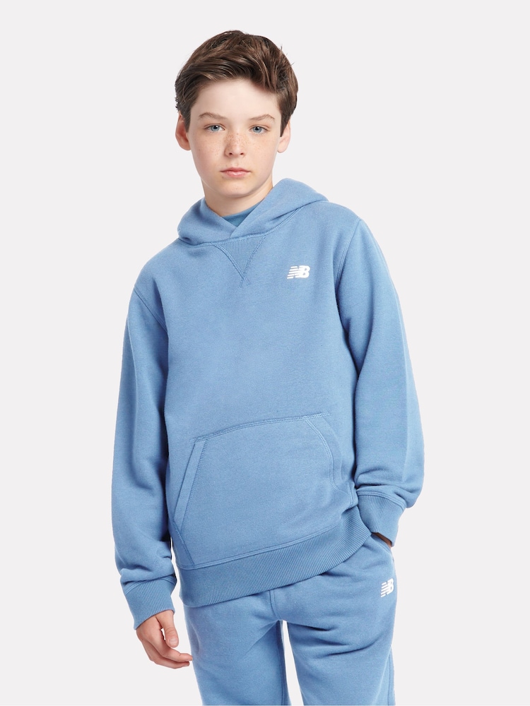 New Balance Blue Small Boys Brush Back Logo Hoodie - Image 1 of 7