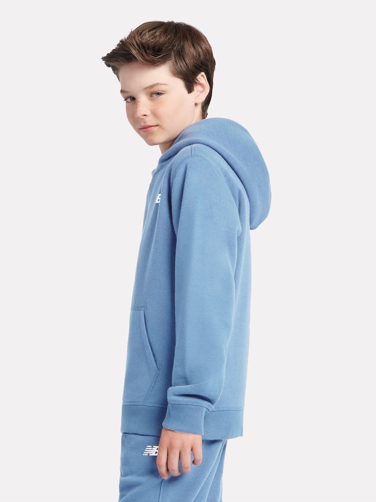 New Balance Blue Small Boys Brush Back Logo Hoodie - Image 2 of 7