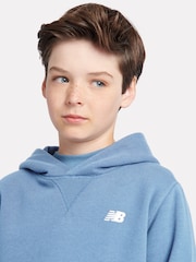 New Balance Blue Small Boys Brush Back Logo Hoodie - Image 4 of 7