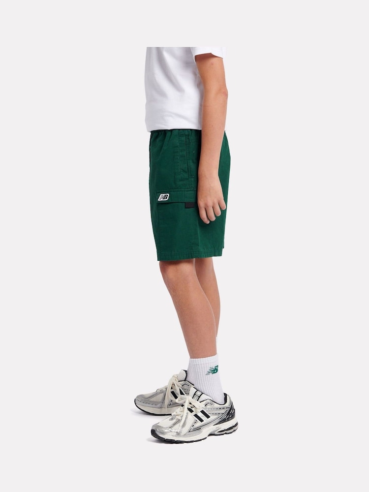 New Balance Green Boys Premium Woven 100% Cotton Shorts - Image 2 of 8